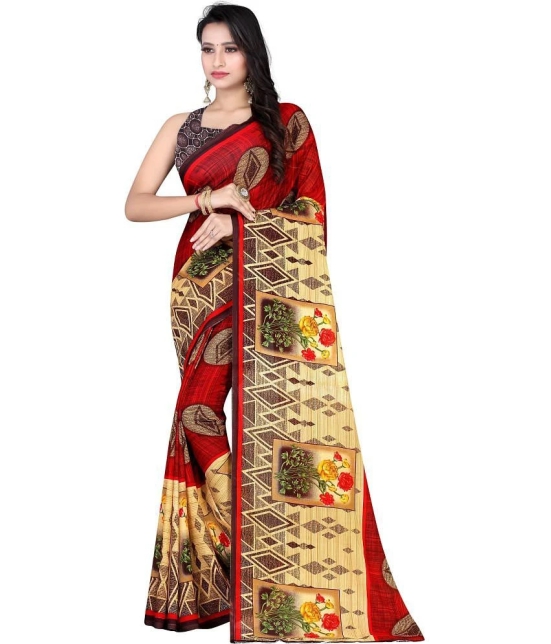 LEELAVATI - Red Georgette Saree With Blouse Piece ( Pack of 1 ) - Red