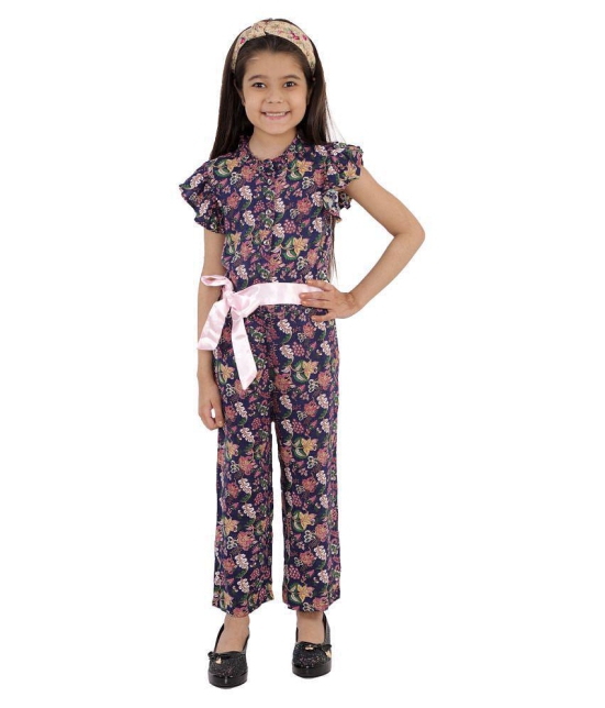 Kids Cave - Navy Blue Rayon Girls Jumpsuit ( Pack of 1 ) - None