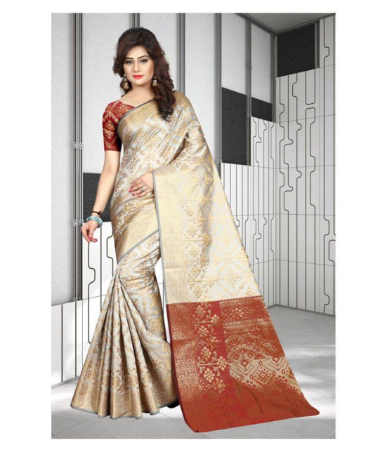 Gazal Fashions - Multicolor Banarasi Silk Saree With Blouse Piece (Pack of 1)