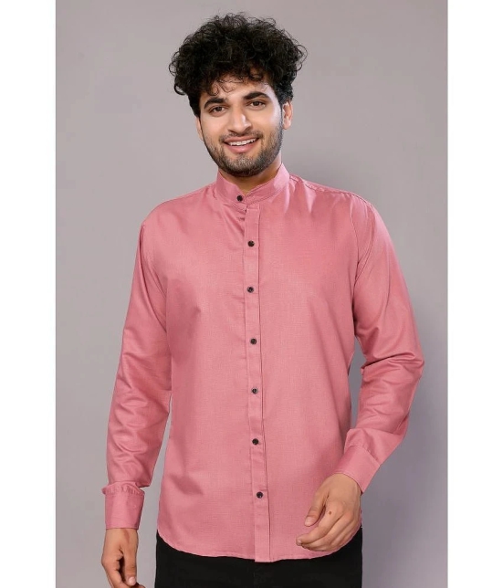 Anand Cotton Blend Regular Fit Solids Full Sleeves Mens Casual Shirt - Peach ( Pack of 1 ) - None