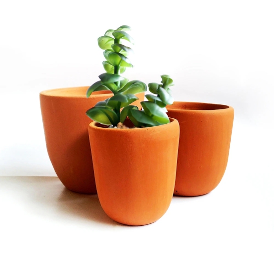 Handcrafted Terracotta Cone Classic Terracotta Planters (Set of 3)