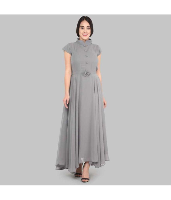 JASH CREATION - Grey Georgette Womens Fit & Flare Dress ( Pack of 1 ) - None