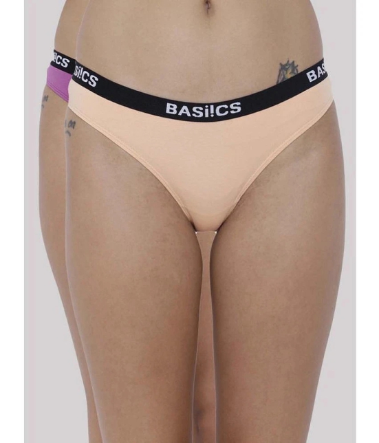 BASIICS By La Intimo - Multicolor BCPBR080B Cotton Lycra Solid Womens Bikini ( Pack of 2 ) - None