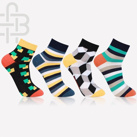 Men's Ankle Length Bold Print Fashion Socks - Pack Of 4