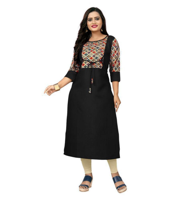 Rangrasiya - Black Cotton Blend Women's Straight Kurti ( Pack of 1 ) - 6XL