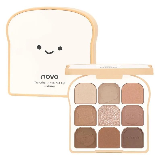 Novo 9 Colors Eyeshadow Palette: Earth Tone Matte, Glitter, and Pressed Pearls for Stunning, Long-Lasting Eye Makeup-Color 02#