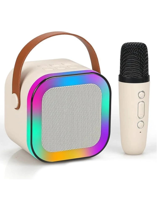 Mini Bluetooth Speaker with Mini Wireless Karaoke Mic, RGB Lights, Voice Change Effects & Type C Fast Charging Port - Pink