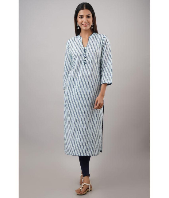 FabbibaPrints - Blue Cotton Women's Straight Kurti ( Pack of 1 ) - None