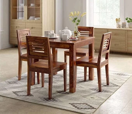 Solid Sheesham Wood Urban 6 Seater Dining Table-Brown