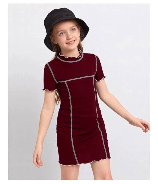 Addyvero - Maroon Cotton Blend Girls A-line Dress ( Pack of 1 ) - None