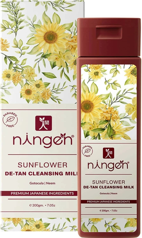 Ningen Sunflower De-Tan Cleansing Milk Gotokula Neem Removes Tan Dirt Grime And Make-Up (200g)