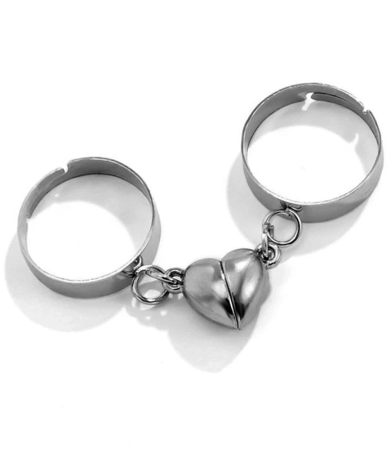 FASHION FRILL - Silver Couple Ring ( Pack of 2 ) - None