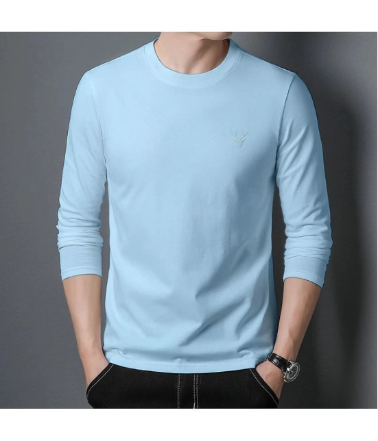 Supersquad Cotton Regular Fit Solid Full Sleeves Mens T-Shirt - Sky Blue ( Pack of 1 ) - None