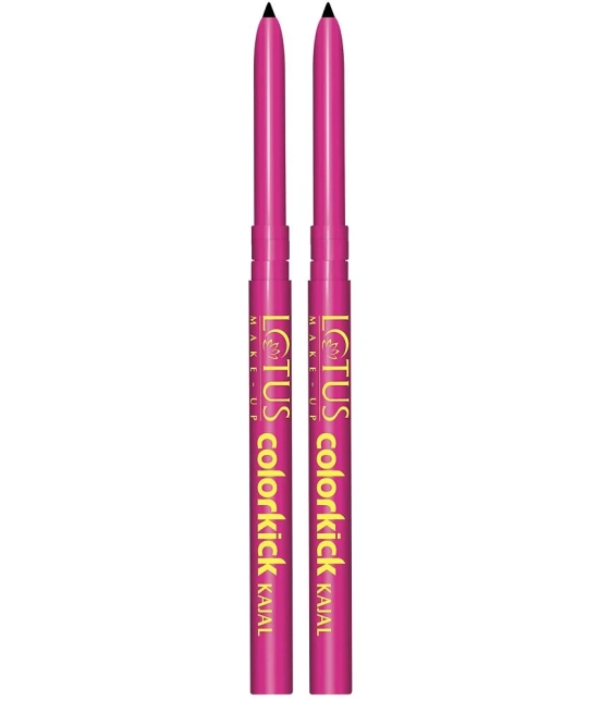 Lotus Makeup Colorkick Kajal Black, Pencil Stick, Smudge Proof & Water Proof, 0.28g (Pack of 2)