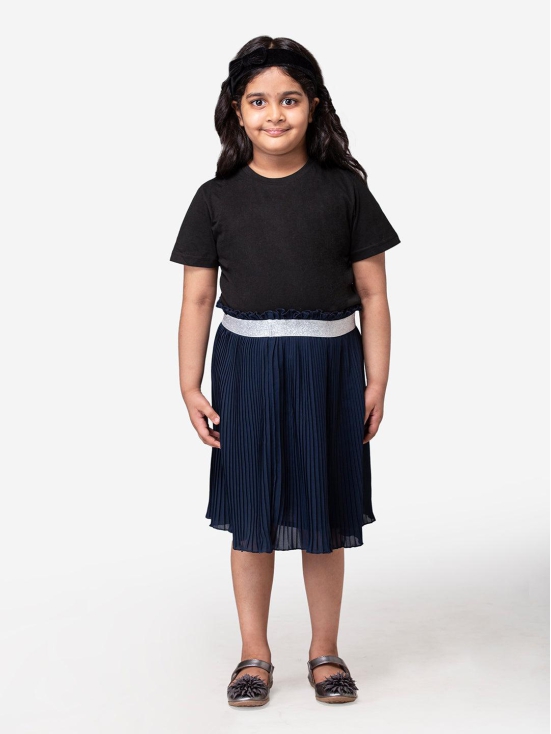 Hoop Hippo Kids Navy Blue Poly Georgette Skirt-8-9 Years