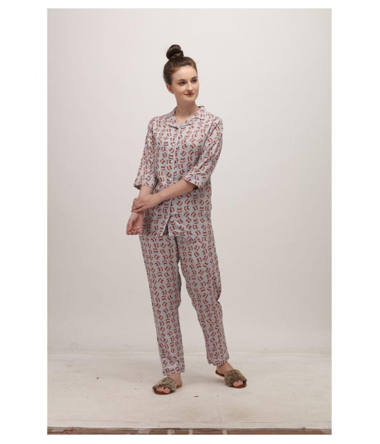 Berrylicious Rayon Nightsuit Sets - Grey - L