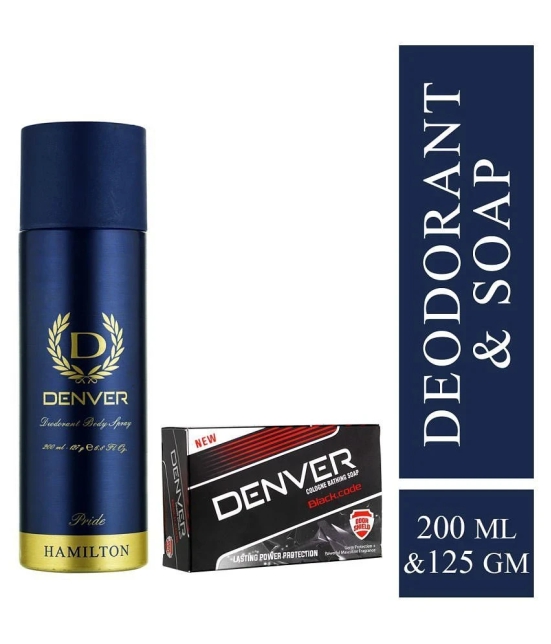 Denver Pride Deodorant - 165ML & Black Code Soap - 125GM For Men (Combo Pack of 2)