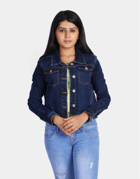 Women mid Blue Solid  Denim Jacket-L