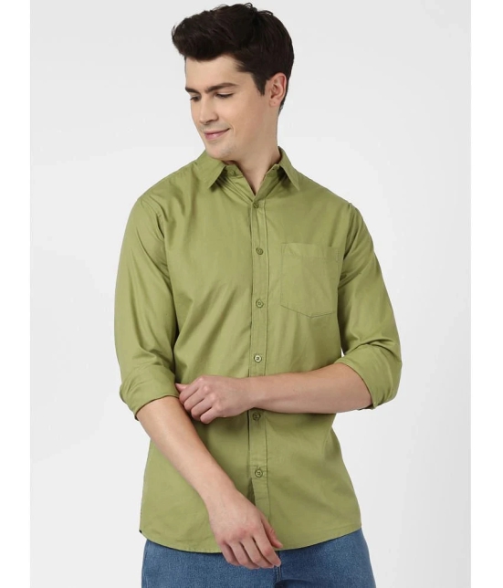 UrbanMark Men 100% Cotton Full Sleeves Regular Fit Solid Casual Shirt-Olive - None