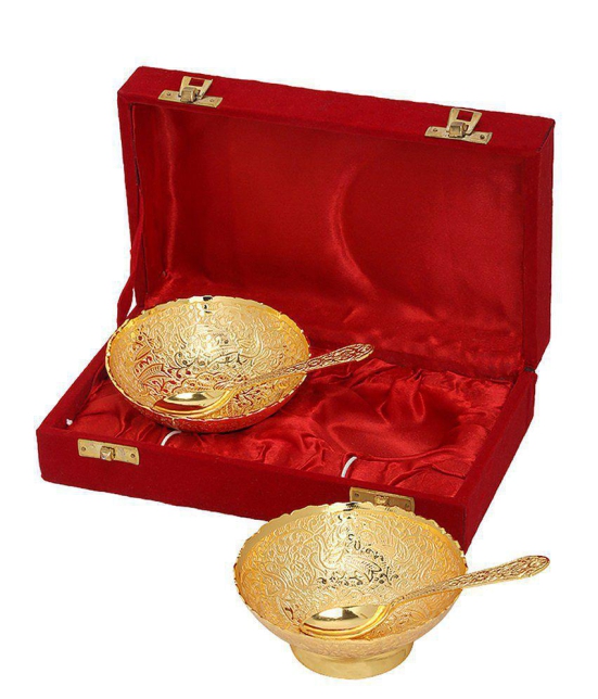 Rajrang Fancy Gold Plated Bowl with Spoon- Pack of 2