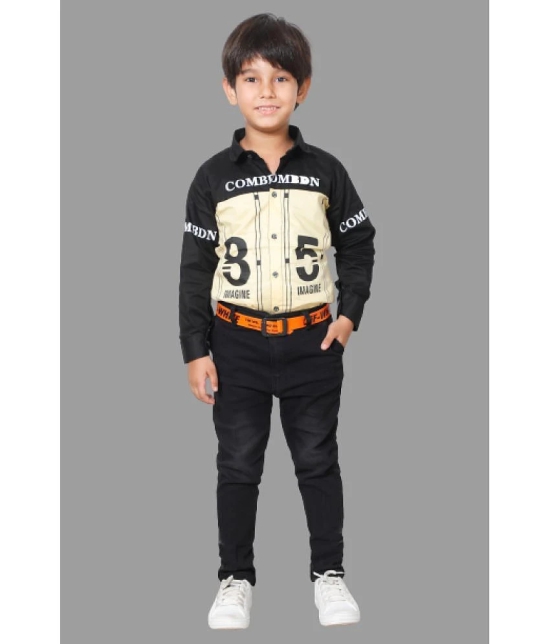 DKGF Fashion - Yellow Cotton Blend Boys Shirt & Jeans ( Pack of 1 ) - None