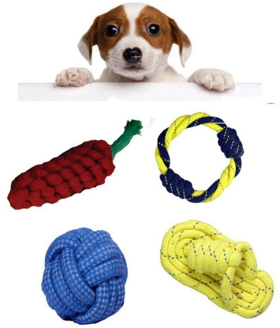 Sleeper, Ring,small ball, Carrot Rope Toys for Dogs, Puppy chew Teething Set of 4