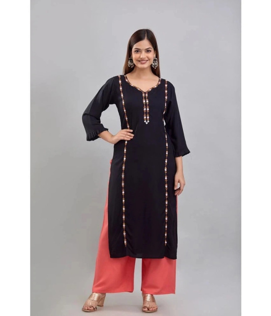 Kapadia - Black Rayon Womens Straight Kurti ( Pack of 1 ) - None