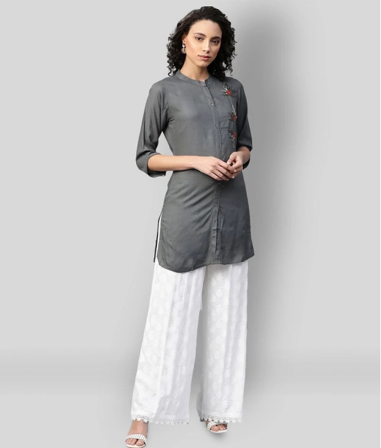 JC4U - Dark Grey Rayon Womens Straight Kurti ( Pack of 1 ) - M