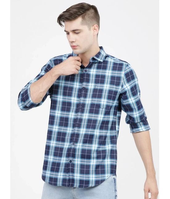 Ketch Cotton Blend Slim Fit Checks Full Sleeves Mens Casual Shirt - Blue ( Pack of 1 ) - None