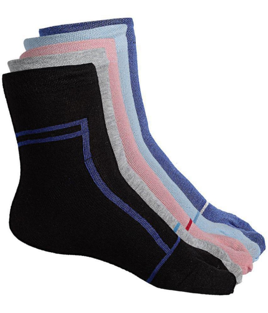 Texlon - Multicolor Cotton Women's Ankle Length Socks ( Pack of 5 ) - None