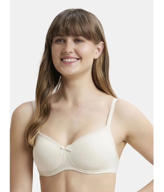 Jockey 1723 Wirefree Padded Super Combed Cotton Elastane Lace Styling T-Shirt Bra - Birch - None