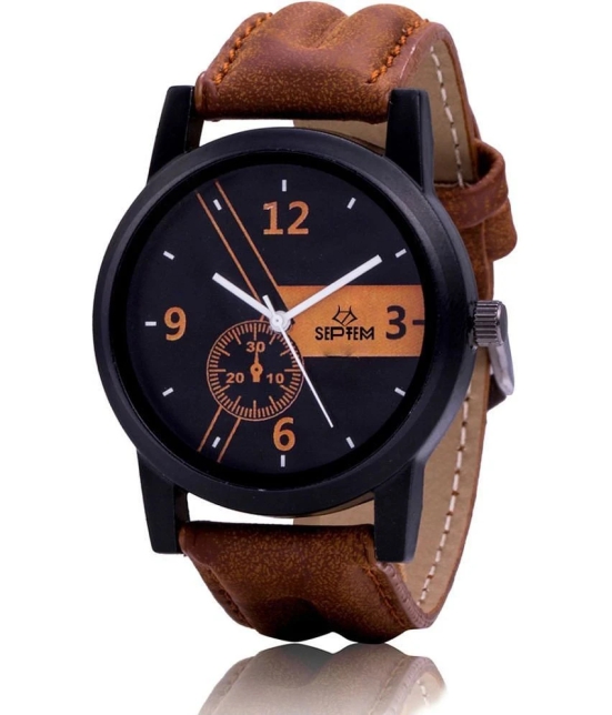 Septem Brown Leather Analog Mens Watch