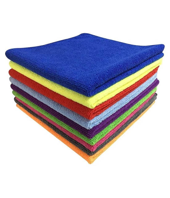 SOFTSPUN Microfiber Cloth 40x40 Cms, 10 Piece Towel Set, 340GSM (Multicolor) Thick Lint & Streak-Free Multipurpose Cloths Automotive Microfibre Towels for Car Bike Cleaning, Polishing & Deta