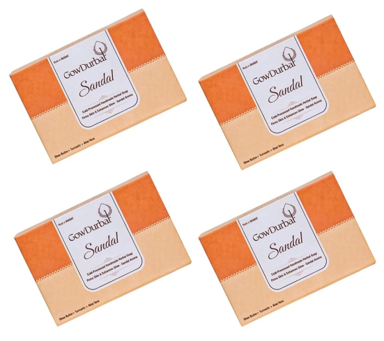 GOW DURBAR Cold Processed Handmade Herbal Soap (SANDAL)(PACK OF 4)