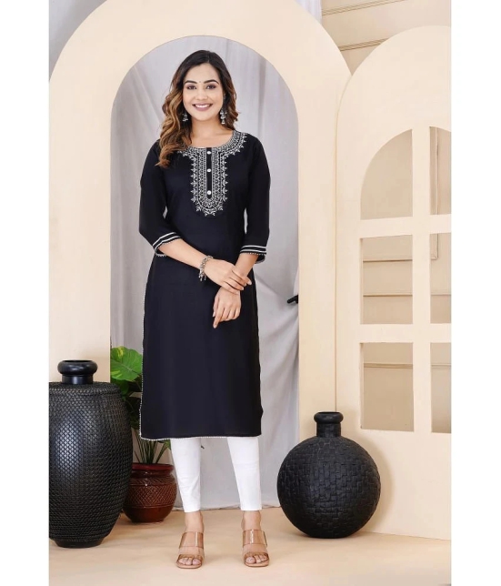 Lee Moda Rayon Solid Straight Womens Kurti - Black ( Pack of 1 ) - None