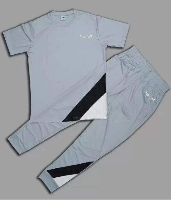 Chrome & Coral Grey Polyester Relaxed Fit Mens Tracksuit ( Pack of 1 ) - None