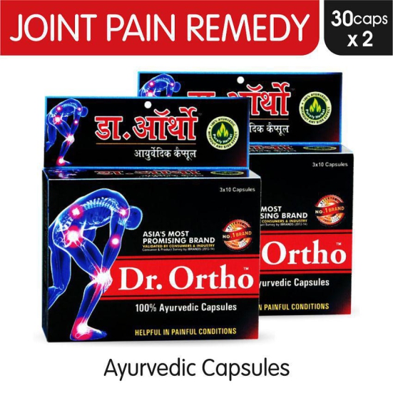 Dr Ortho Joint Pain Relief Capsules 30Caps, Pack of 2 (Ayurvedic Medicine Helpful in Joint Pain, Back Pain, Knee Pain, Neck Pain) - Ayurvedic Capsules