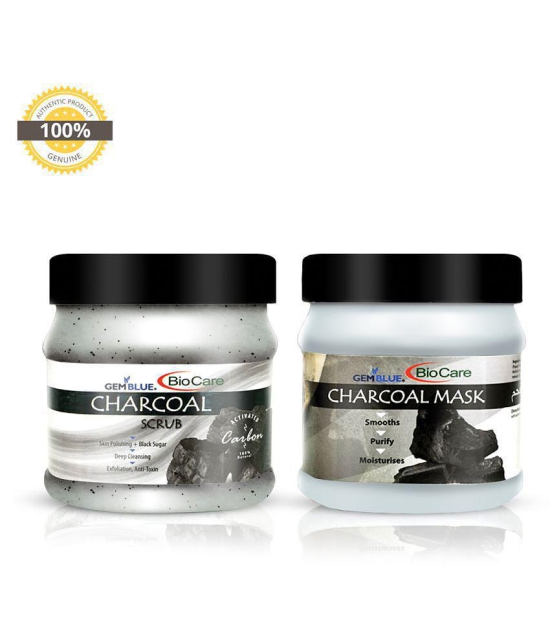 gemblue biocare CHARCOAL SCRUB+CHARCOAL MASK Mask 800 gm Pack of 2