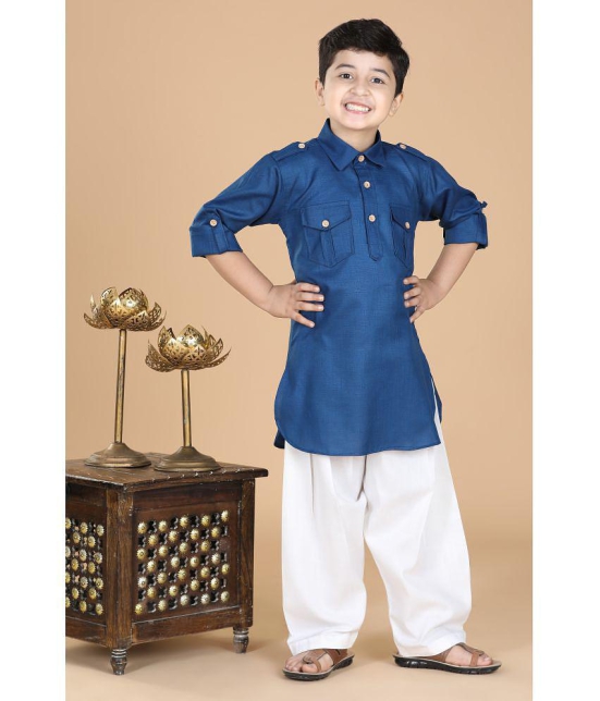 AJ Dezines - Blue Cotton Blend Boys Kurta Sets ( Pack of 1 ) - None