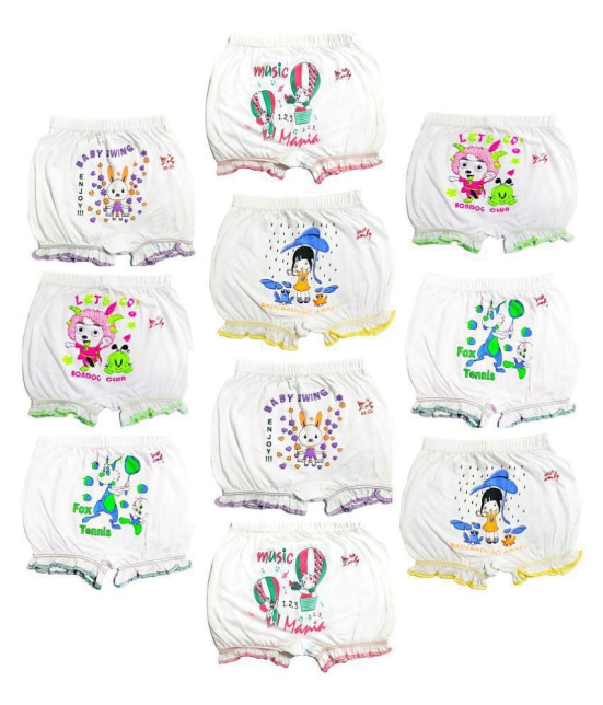 Girls and Boys White cotton printed Bloomer drawer Multi pack(pack of 10) - None