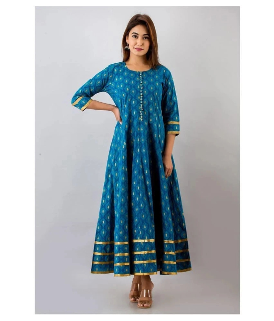 SVARCHI - Blue Cotton Womens Anarkali Kurti ( Pack of 1 ) - M