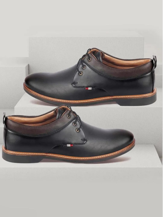 Men Black Formal Lace Up Oxford Shoes with TPR Welted Sole-8