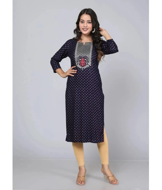 JC4U - Navy Blue Rayon Womens Straight Kurti ( Pack of 1 ) - None