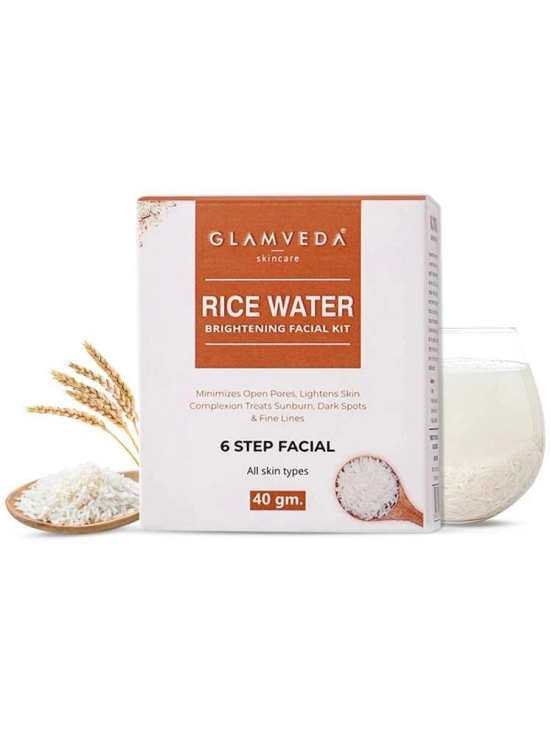 Glamveda Rice Water Brightening Facial Kit | Evens skin tone & Skin lightening Facial Kit 40gm