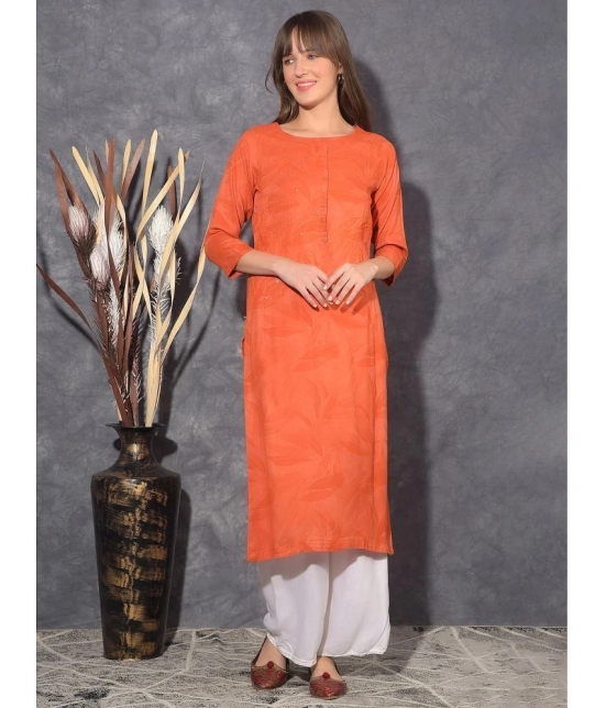 Mamoose Rayon Self Design Straight Womens Kurti - Orange ( Pack of 1 ) - None