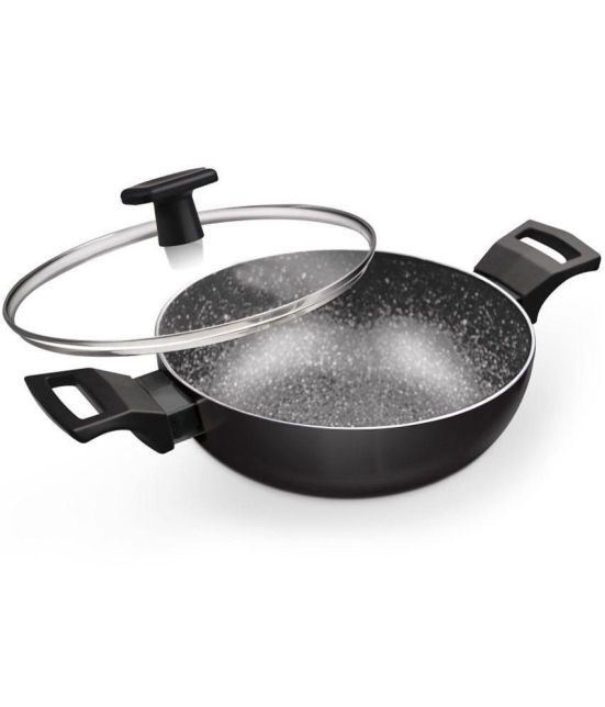 Milton Pro Cook Granito Induction Kadhai With Lid, 26 cm / 3.4 Litre, Black