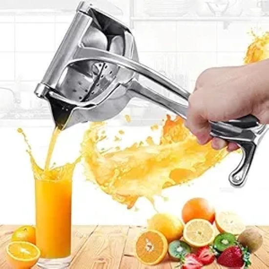 KATHIYAWADI Aluminum Lemon Squeezer, Manual Hand Press Juicer, 14 X 10.5 X 24 cm, Silver