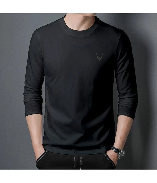 Supersquad Cotton Regular Fit Solid Full Sleeves Mens T-Shirt - Black ( Pack of 1 ) - None