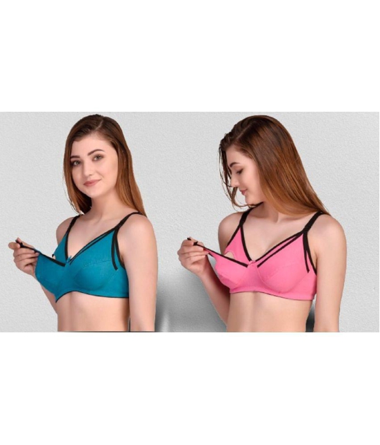 Zourt - Multicolor Cotton Solid Women's Maternity Bra ( Pack of 2 ) - 44B