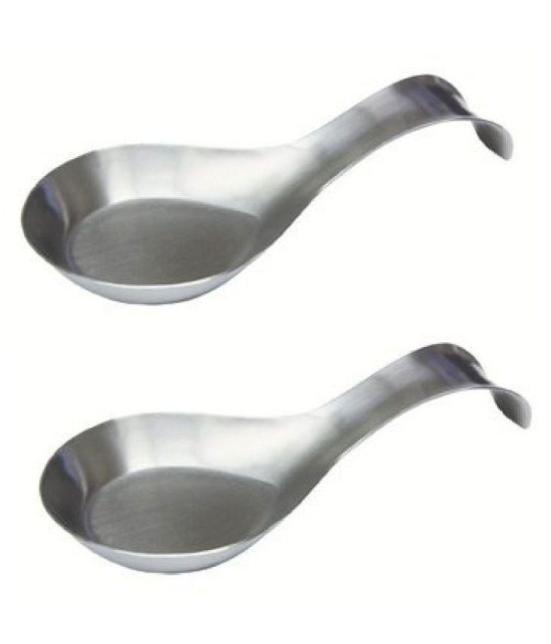 Set of 2 Stainless Steel Single spoon rest - Stainless Steel